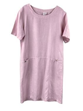 Color Me Cotton 100% Linen Dress Size S Pale Pink Summer